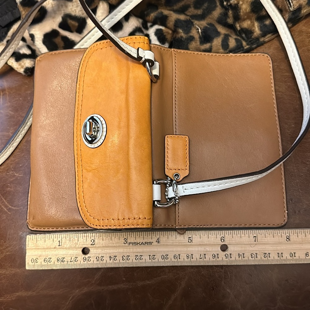 Coach Two-Tone Leather Crossbody Bag - Orange and Tan - Picture 10 of 10